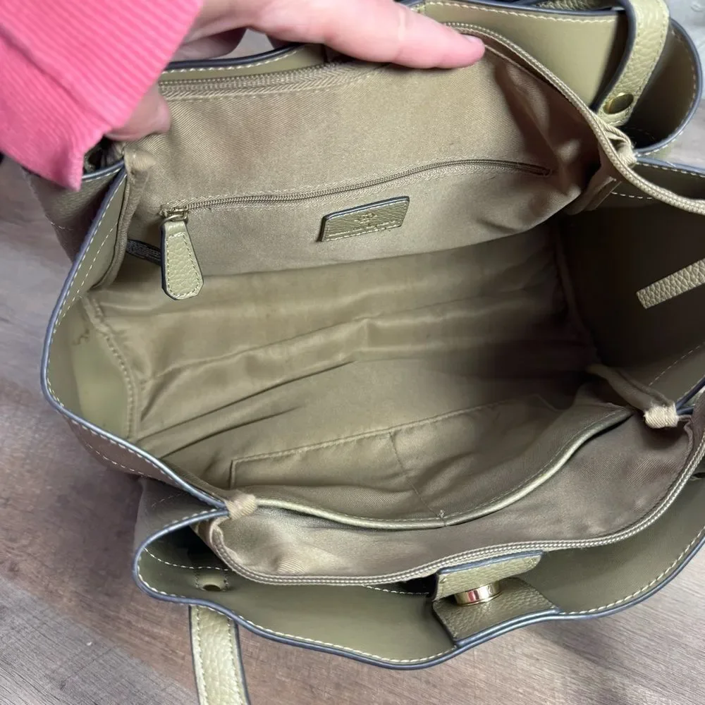 Nanette Lepore Sage Green Leather Shoulder Bag Tote Purse
